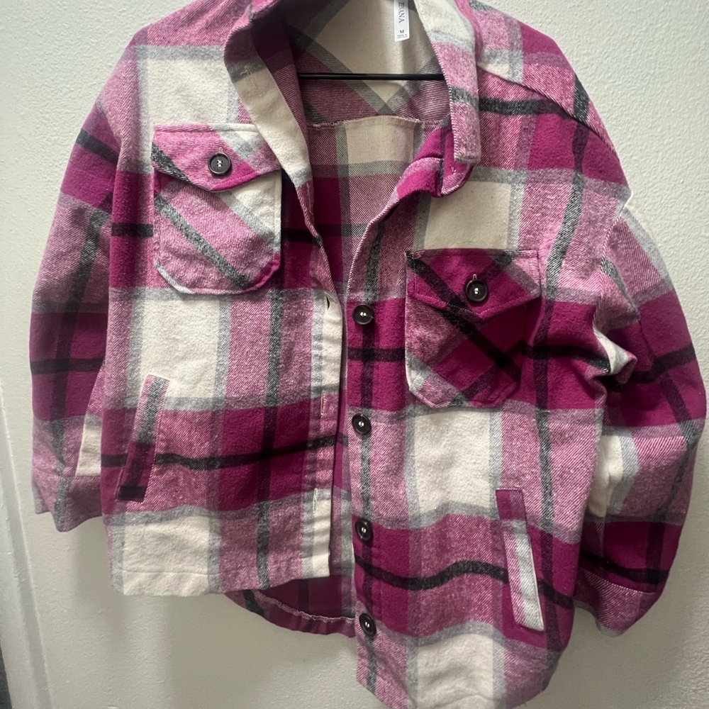 Dark Pink & White Flannel